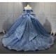 2025 Sky Blue Quinceanera Dresses Princess Sparkly Ball Gown Sweetheart Girls Sweet 15 Vestidos De 15 Anos