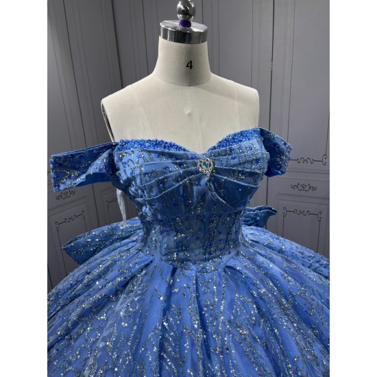 2025 Sky Blue Quinceanera Dresses Princess Sparkly Ball Gown Sweetheart Girls Sweet 15 Vestidos De 15 Anos