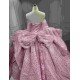 Mumuleo Pink Sweetheart Corset Quinceañera Dress | Sparkly Sequin Beaded Ball Gown with Oversized Big Bow Back & Train