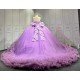 Mumuleo Purple Quinceañera Dress | Off Shoulder Sweetheart Ballgown with 3D Florals, Crystal Tassel Sleeves & Giant Tiered Satin Back Bow