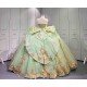 Mumuleo Sage Green Sparkly Tulle Quinceañera Dress | Strapless Gold Sequin Lace Ball Gown with Oversized Back Bow