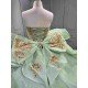 Mumuleo Sage Green Sparkly Tulle Quinceañera Dress | Strapless Gold Sequin Lace Ball Gown with Oversized Back Bow