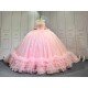 Pink Sparkly Tulle Quinceañera Dress | Sweetheart Crystal Beaded Ball Gown with Oversized Ruffle Back Bow