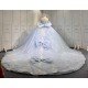 Mumuleo Sky Blue Glitter Quinceañera Dress | Off Shoulder Rhinestone Corset Ball Gown with White Lace & Multiple Large Tulle Bows