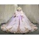 Lavender Quinceañera Dress | Off Shoulder Sweetheart Ballgown with Gold Lace, Rhinestone Tassel Sleeves & Giant Back Bow