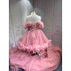 Mumuleo Pink Off Shoulder Quinceanera Dresses Heavy Beaded Ruffle Tulle Ball Gown Detachable Skirt Long Train Vestidos De 15 Anos Sweet 16 Prom Evening Gowns