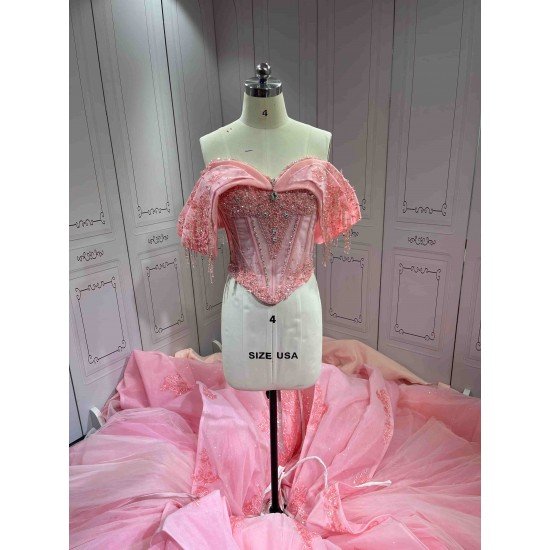 Mumuleo 2025 Pink Quinceanera Dresses With Derachable Tail Vestidos De Xv Aos 2025 Vestidos De 15 Rosados 15 Year Old Dresses