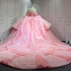 Mumuleo 2025 Pink Quinceanera Dresses With Derachable Tail Vestidos De Xv Aos 2025 Vestidos De 15 Rosados 15 Year Old Dresses