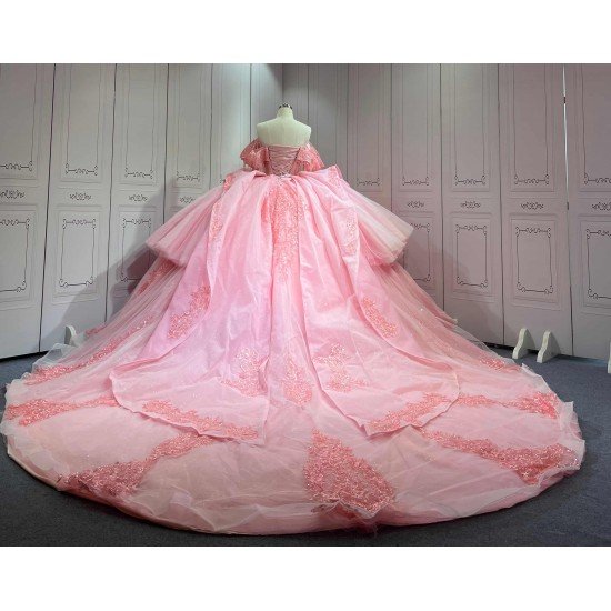 Mumuleo 2025 Pink Quinceanera Dresses With Derachable Tail Vestidos De Xv Aos 2025 Vestidos De 15 Rosados 15 Year Old Dresses