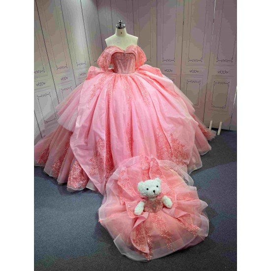 Mumuleo 2025 Pink Quinceanera Dresses With Derachable Tail Vestidos De Xv Aos 2025 Vestidos De 15 Rosados 15 Year Old Dresses
