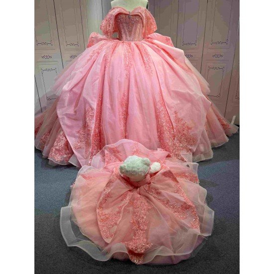 Mumuleo 2025 Pink Quinceanera Dresses With Derachable Tail Vestidos De Xv Aos 2025 Vestidos De 15 Rosados 15 Year Old Dresses