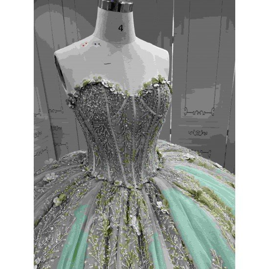Mumuleo Sage Green Quinceanera Dress Sweetheart Beaded Lace Appliques Ruffled Tulle Ball Gown Detachable Cape Lace Up Back Long Train Vestidos De 15 Anos