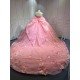 Mumuleo Pink Off Shoulder Quinceanera Dress 3D Floral Appliques Beaded Corset Huge Back Bow Glitter Tulle Ball Gown Long Train Vestidos De 15 Anos Sweet 16 Dress