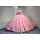 Mumuleo Pink Off Shoulder Quinceanera Dress 3D Floral Appliques Beaded Corset Huge Back Bow Glitter Tulle Ball Gown Long Train Vestidos De 15 Anos Sweet 16 Dress