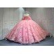 Mumuleo Pink Off Shoulder Quinceanera Dress 3D Floral Appliques Beaded Corset Huge Back Bow Glitter Tulle Ball Gown Long Train Vestidos De 15 Anos Sweet 16 Dress