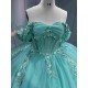 Mumuleo Mint Green Off Shoulder Quinceanera Dress 3D Floral Beaded Corset Big Bow Ruffle Tulle Ball Gown Long Train Vestidos De 15 Anos Sweet 16 Birthday Dress