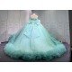 Mumuleo Mint Green Off Shoulder Quinceanera Dress 3D Floral Beaded Corset Big Bow Ruffle Tulle Ball Gown Long Train Vestidos De 15 Anos Sweet 16 Birthday Dress