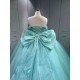 Mumuleo Mint Green Off Shoulder Quinceanera Dress 3D Floral Beaded Corset Big Bow Ruffle Tulle Ball Gown Long Train Vestidos De 15 Anos Sweet 16 Birthday Dress