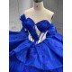 Mumuleo Royal Blue Sweetheart Quinceanera Dress 3D Floral Lace Sequin Ball Gown Big Bow Corset Back Long Train Vestidos De 15 Anos Sweet 16 Party Gowns
