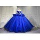 Mumuleo Royal Blue Sweetheart Quinceanera Dress 3D Floral Lace Sequin Ball Gown Big Bow Corset Back Long Train Vestidos De 15 Anos Sweet 16 Party Gowns