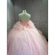 Blush Pink Sweetheart Quinceanera Dress Heavy Ruffled Tulle Ball Gown Corset Back Long Train Vestidos De 15 Anos Sweet 16 Birthday Party Gowns
