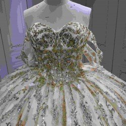 Mumuleo Luxury Champagne Quinceanera Floor-Length Ball Gown Dresses with Knitted Lace Floral Appliques Natural Waistline Bow