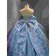 Mumuleo Sky Blue Sparkly Detachable Sweep Train Ball Gown Floor-Length Modern Satin Print Knitted Teenagers Quinceanera Dresses