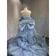 Mumuleo Sky Blue Sparkly Detachable Sweep Train Ball Gown Floor-Length Modern Satin Print Knitted Teenagers Quinceanera Dresses