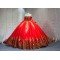 Mumuleo Red & Gold Quinceanera Ball Gown Floor-Length Sweep Train Satin Modern Dress for Teenagers