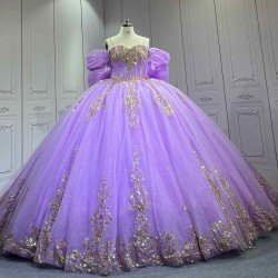 Mumuleo Lilac Quinceanera Dresses Sweep Train Ball Gown Floor-Length Modern Lace Teenagers 2026