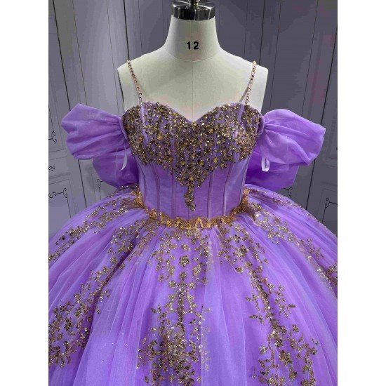 Mumuleo Lilac Quinceanera Dresses Sweep Train Ball Gown Floor-Length Modern Lace Teenagers 2026