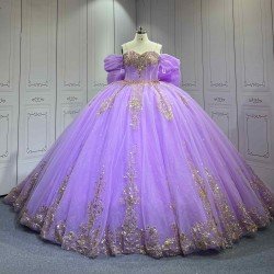 Mumuleo Lilac Quinceanera Dresses Sweep Train Ball Gown Floor-Length Modern Lace Teenagers 2026