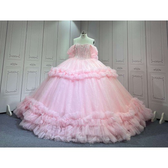Mumuleo Pink Quinceanera Dresses vestido de quinceañera rosa palo con cristales