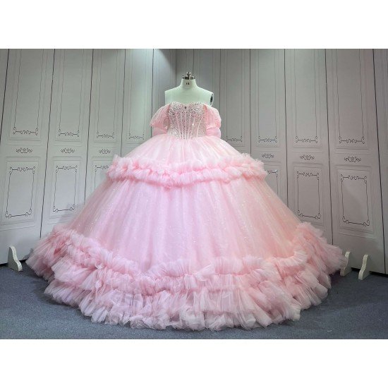 Mumuleo Pink Quinceanera Dresses vestido de quinceañera rosa palo con cristales
