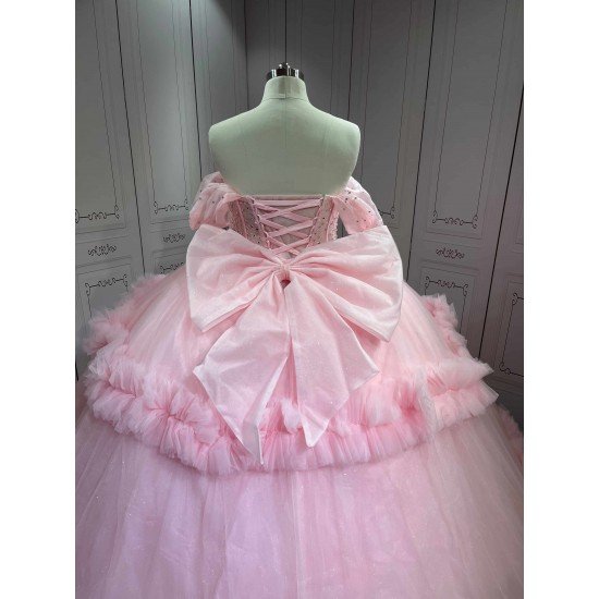 Mumuleo Pink Quinceanera Dresses vestido de quinceañera rosa palo con cristales