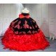 Mumuleo Custom Made Burgundy Black Floor-Length Ball Gown Quinceanera Dress Off-Shoulder Lace Appliques Sweep Train Luxury Satin