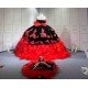 Mumuleo Custom Made Burgundy Black Floor-Length Ball Gown Quinceanera Dress Off-Shoulder Lace Appliques Sweep Train Luxury Satin