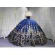 Mumuleo Royal Blue Glitter Quinceanera Dress Floor-Length Ball Gown Sweetheart Neckline Sweep Train Luxury Party Wedding