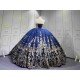 Mumuleo Royal Blue Glitter Quinceanera Dress Floor-Length Ball Gown Sweetheart Neckline Sweep Train Luxury Party Wedding