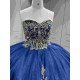 Mumuleo Royal Blue Glitter Quinceanera Dress Floor-Length Ball Gown Sweetheart Neckline Sweep Train Luxury Party Wedding
