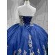 Mumuleo Royal Blue Glitter Quinceanera Dress Floor-Length Ball Gown Sweetheart Neckline Sweep Train Luxury Party Wedding