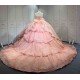 Mumuleo 2026 Rose Gose Lace Off-Shoulder Appliques Bow Natural Waist Embroidered Quinceanera Ball Gown Dress with Sweep Train