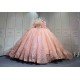 Mumuleo 2026 Rose Gose Lace Off-Shoulder Appliques Bow Natural Waist Embroidered Quinceanera Ball Gown Dress with Sweep Train