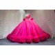 Mumuleo Modern Fuchsia Quinceanera Dress Satin Knitted Lace Appliques Bow Natural Waist Floor-Length Sweep Train Large Size