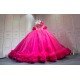 Mumuleo Modern Fuchsia Quinceanera Dress Satin Knitted Lace Appliques Bow Natural Waist Floor-Length Sweep Train Large Size