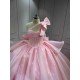 Mumuleo Quinceanera Dress 2026 Floor-Length Modern Satin Print Lace Bow Natural Waist for Teenagers