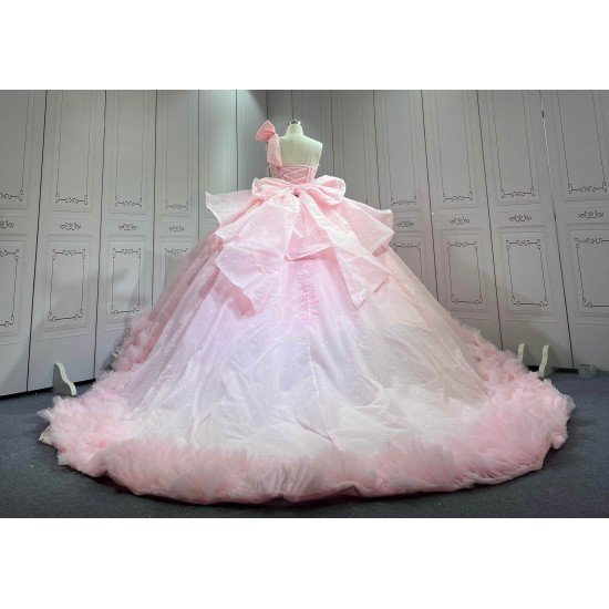 Mumuleo Quinceanera Dress 2026 Floor-Length Modern Satin Print Lace Bow Natural Waist for Teenagers