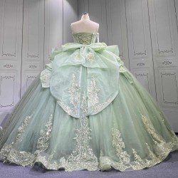 Mumuleo Custom Made Quinceanera Dress Sage Green Vestido De Quinceanera Sirena 2026 Sweep Train Ball Gown Floor-Length Teenagers