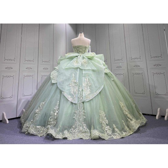 Mumuleo Custom Made Quinceanera Dress Sage Green Vestido De Quinceanera Sirena 2026 Sweep Train Ball Gown Floor-Length Teenagers