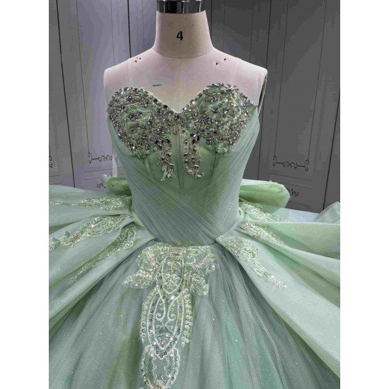 Mumuleo Custom Made Quinceanera Dress Sage Green Vestido De Quinceanera Sirena 2026 Sweep Train Ball Gown Floor-Length Teenagers